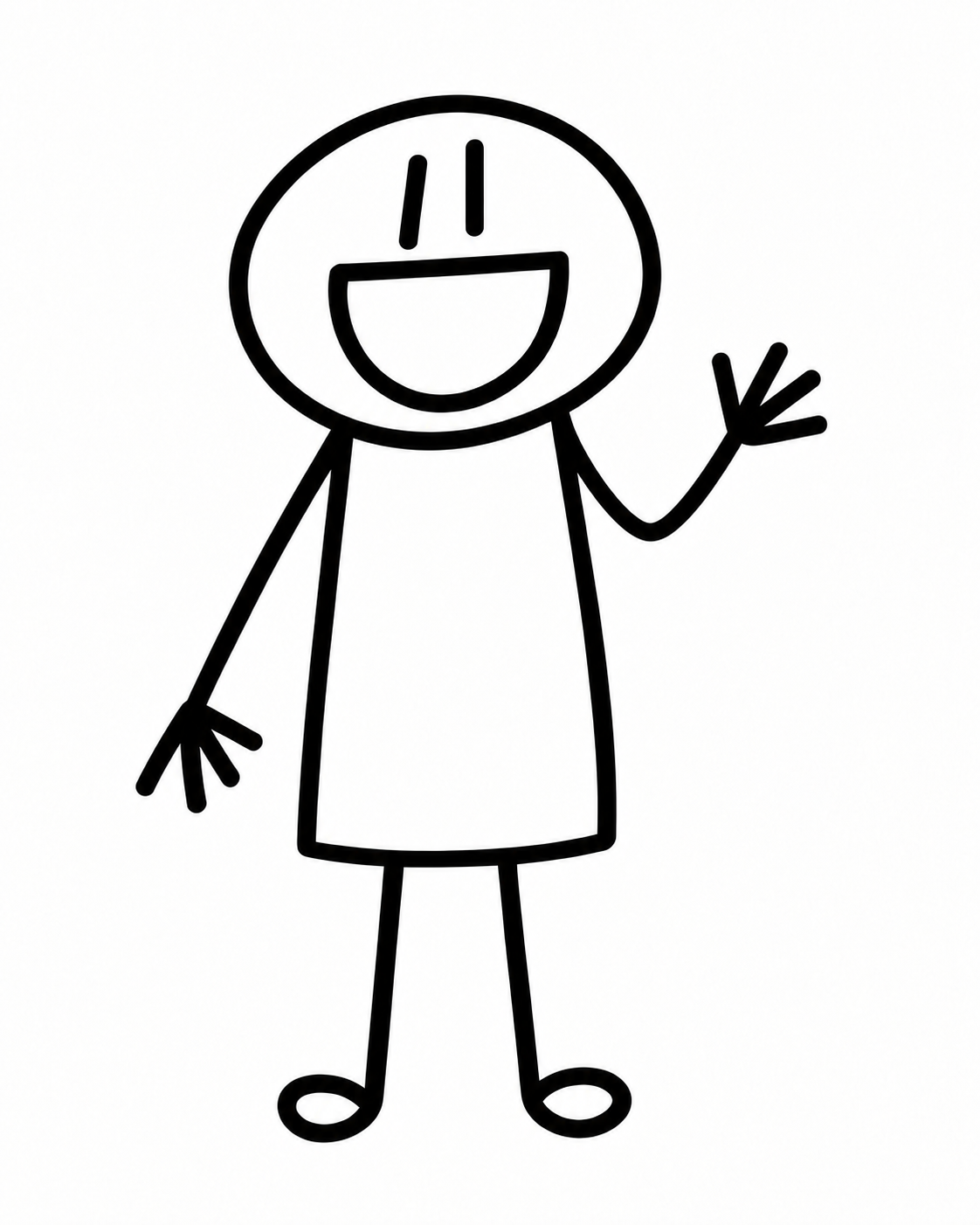 Jon de Jager drawn as a stick figure, grinning and waving.